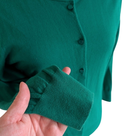 J Crew Clare Cardigan Sweater Green Button Down Cotton Long Sleeve Women  Medium - Picture 7 of 12